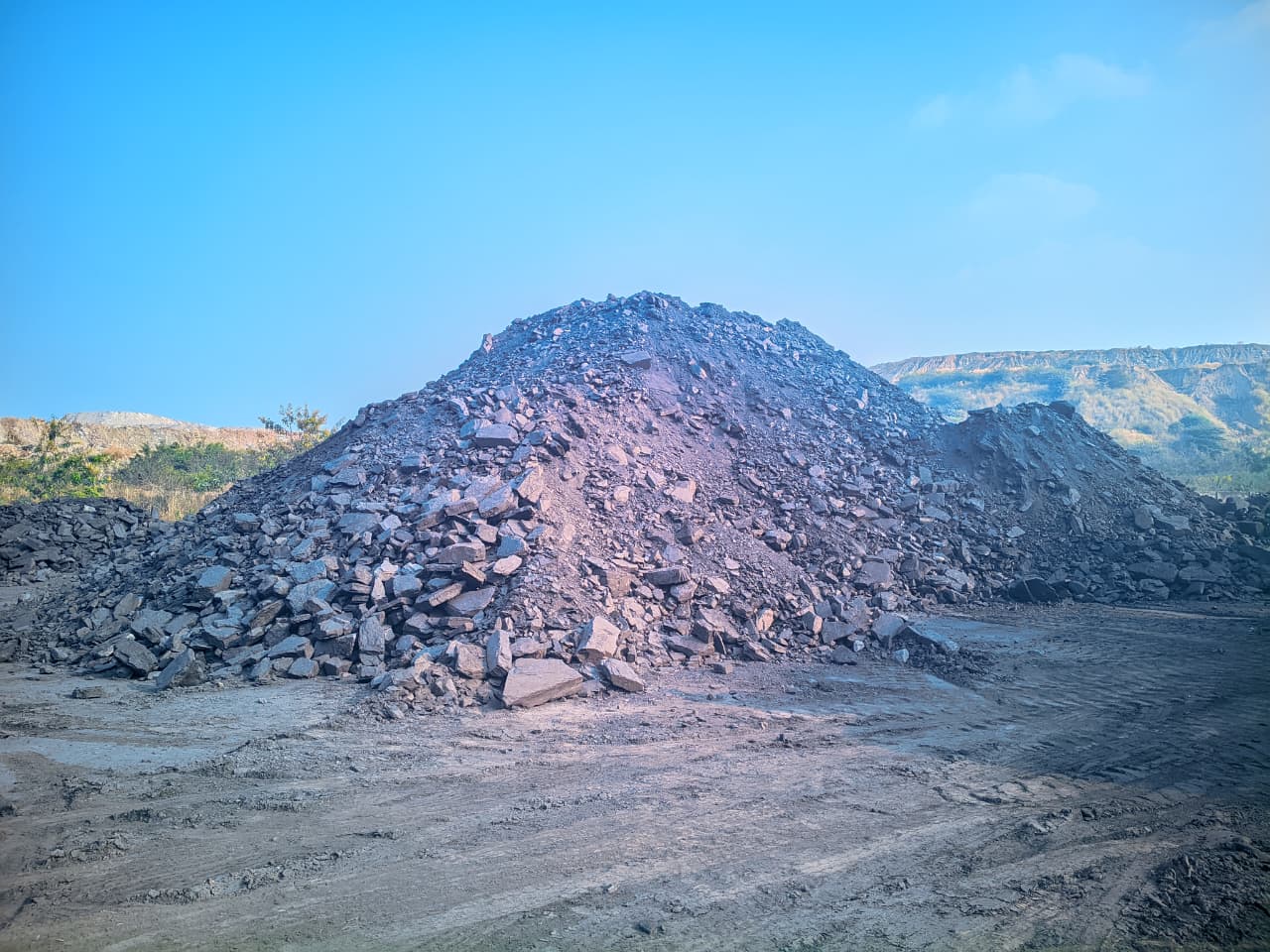 Coal stockpile at Rukhmai Infrastructures washery site, Gondegaon